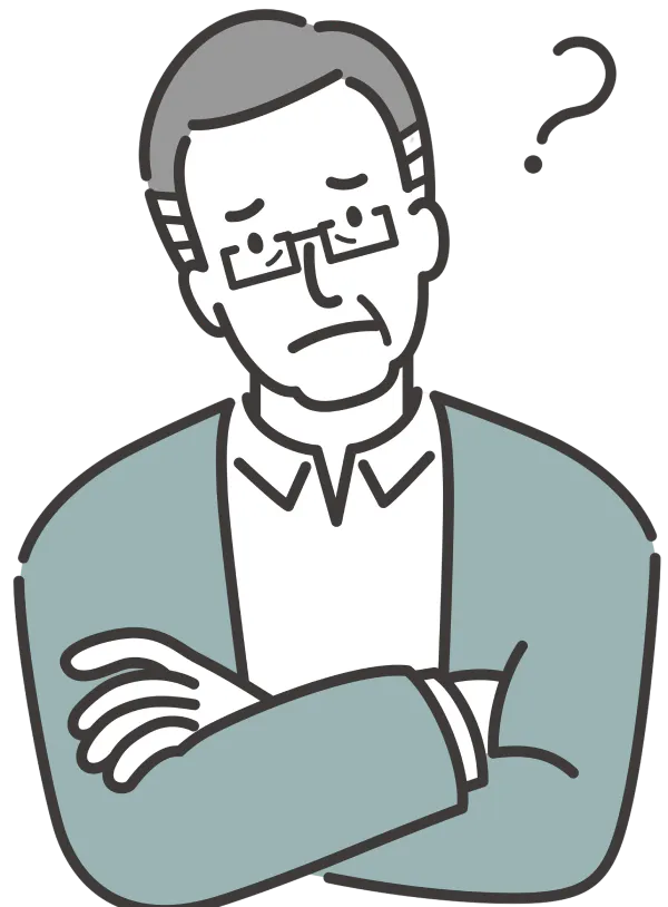 相談内容に悩む男性のイラスト