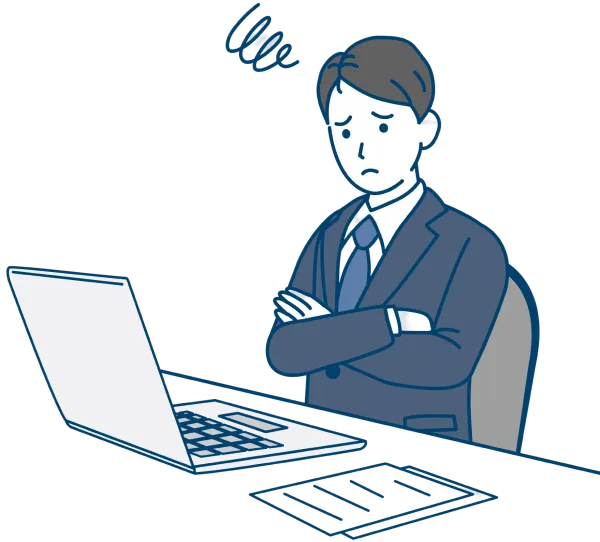 契約や労務など経営の法務課題に悩む経営者のイラスト